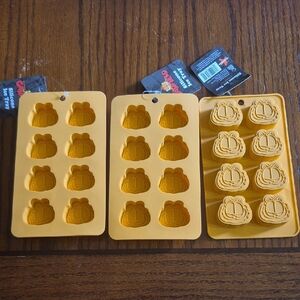 Garfield Silicone Ice Tray Candy Mold Soap Mold Chocolate Molds Set Of 3 New